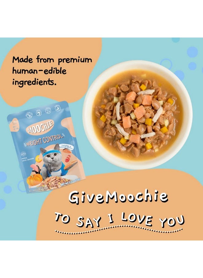 MOOCHIE Grain Free Adult Wet Cat Food  Weight Control  Minced Salmon, Chicken & Lamb  No Artificial Flavors Or Preservatives  12 X 2.5 Oz Pouch  - Image 5