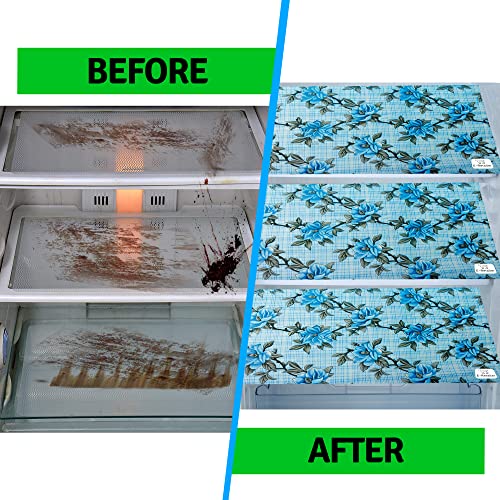 E-Retailer® Multipurpose Waterproof PVC Refrigerator/Fridge Drawer Mats Washable Non-Slip Shelf Liners for Kitchen Set of 4 Pcs (Floral Blue, 17.5x11.5 Inch) - Image 5