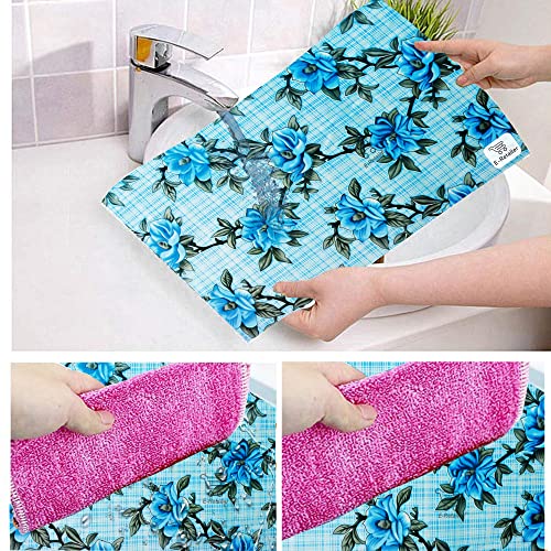 E-Retailer® Multipurpose Waterproof PVC Refrigerator/Fridge Drawer Mats Washable Non-Slip Shelf Liners for Kitchen Set of 4 Pcs (Floral Blue, 17.5x11.5 Inch) - Image 4
