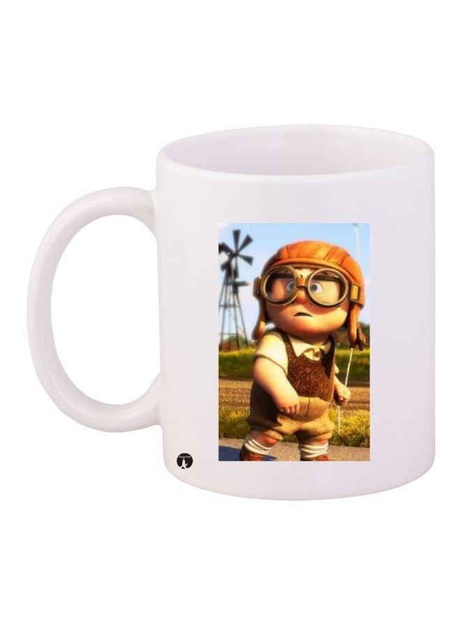 RYN Cartoon Printed Coffee Mug White/Brown/Blue 11ounce