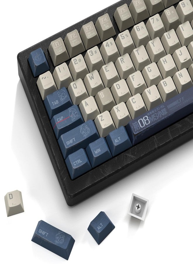 dagaladoo Retro Gundam PBT keycaps,Beige/Blue Keycaps 60% 65% 100%,Dye Sublimation Costom Key caps,Japanese Anime,Cherry Profile Keyboard Key caps for TKL US Layout Mechanical Keyboard - Image 1