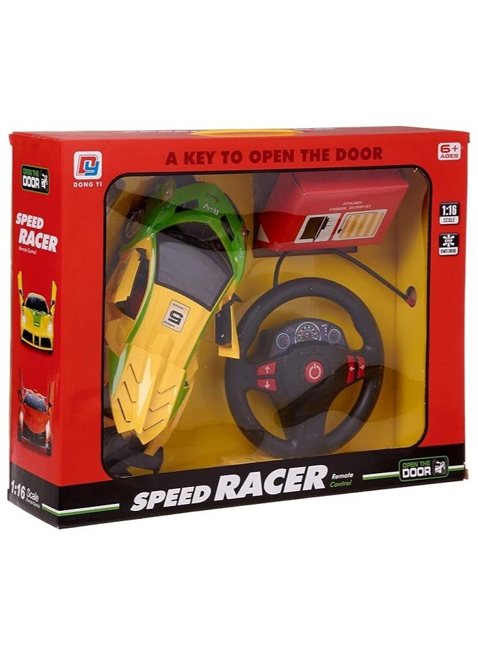 Whynot - Remote Control Racing Car for Boys – Sporty Design Toy Car (Yellow/Green) with Rechargeable Battery 🏁🔋🎮 - Image 1