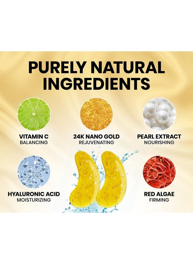 Stylia Under Eye Patches for Dark Circles and Puffy Eyes (30 Pairs), 24k Gold Eye Mask for Dark Circles and Puffiness, Vitamin C, Hyaluronic Acid, Pearl Extract, Collagen Eye Gel Pads for Puffiness - Image 3