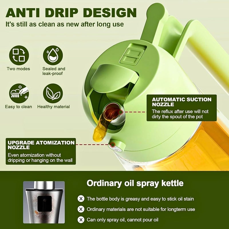 Brijex 500ml 2 in 1 Olive Oil Pourse and Oil Dispenser Bottle for Kitchen Glass Oil Bottle with Premium Nozzle Oil Sprayer for Air Fryer SaladRoasting Multi Color Pack of 1 - Image 4