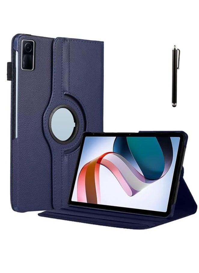 Compatible with Redmi Pad SE 11 inch Tablet case for Protector Pebbled Rotating 360 Protective Case Holster(Blue)