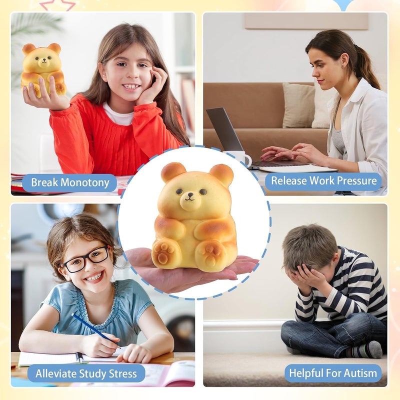 Anboor 2 Pcs Bear Squishies Toys for Kids - Jumbo Stress Relief Squeeze  Toy - Image 5