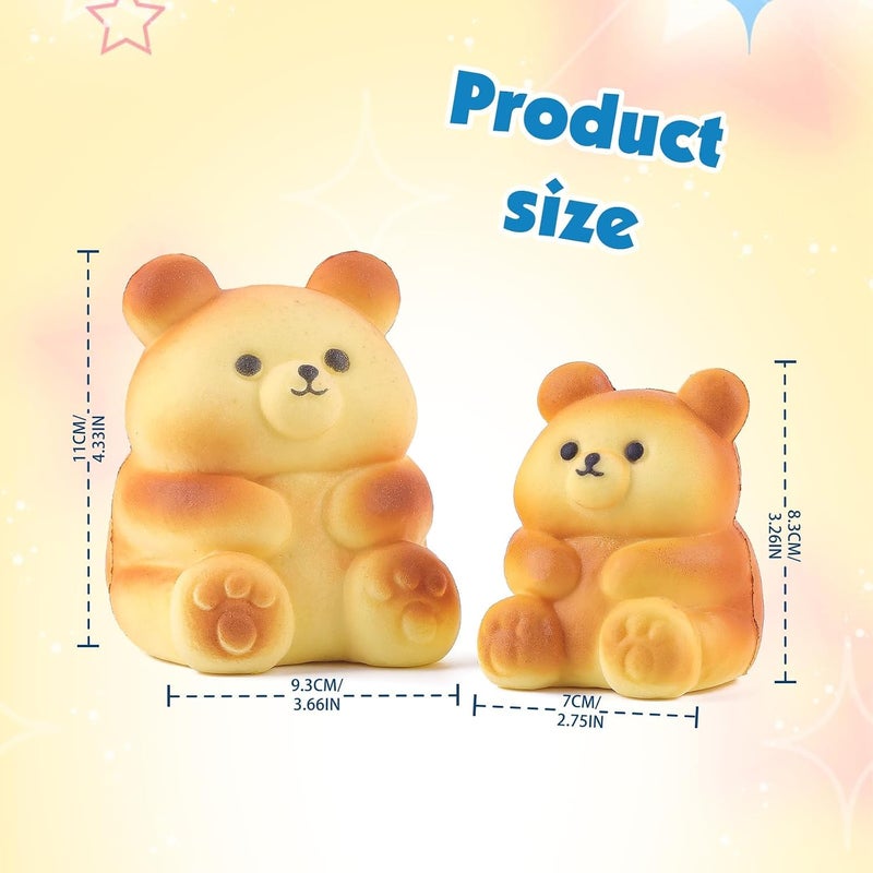 Anboor 2 Pcs Bear Squishies Toys for Kids - Jumbo Stress Relief Squeeze  Toy - Image 2