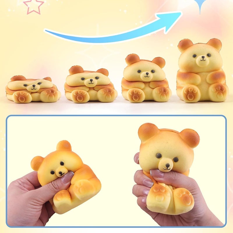 Anboor 2 Pcs Bear Squishies Toys for Kids - Jumbo Stress Relief Squeeze  Toy - Image 3