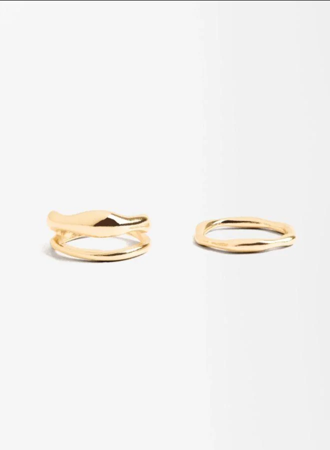PARFOIS Gold Set of irregular rings for Women | Best Price UAE