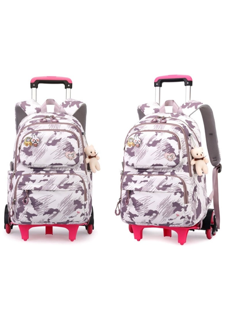 هويتك حقيبة ظهر بعجلات للأطفال بتصميم ضربات الفرشاة ولعبة قطيفة باللون الأرجواني - Image 2