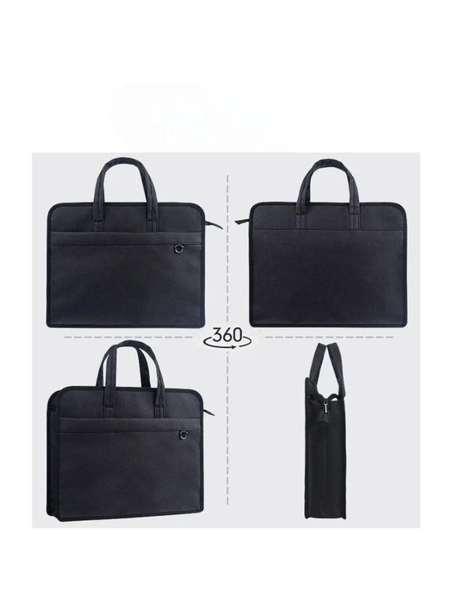 Professional Mens Black Canvas Business Briefcase A4 File Bag With Multiple Compartments - Image 5