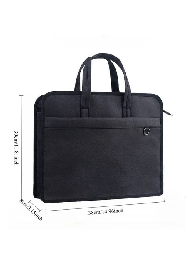 Professional Mens Black Canvas Business Briefcase A4 File Bag With Multiple Compartments - Image 4