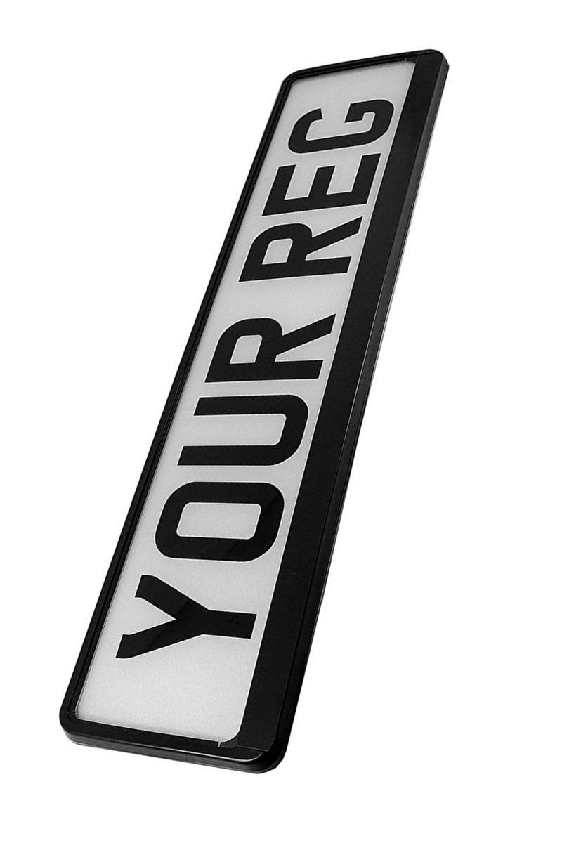 إيتافا إطار حامل لوحة أرقام السيارة لإمارة دبي - طقم قطعتين باللون الأسود الطويل (53 سم أمامي و13 سم خلفي)، مقاوم للصدأ، تثبيت بالبراغي، مخصص لسيارات دبي - Image 3