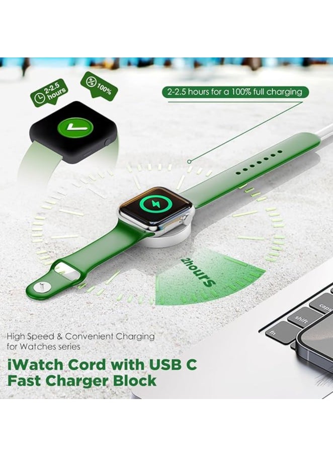 ملائكي  شاحن ساعة Keloray لكابل iWatch USB-C بطول 3.3 قدم كابل شحن لاسلكي مغناطيسي متوافق مع سلسلة شاحن Apple Watch Series 8/7/6/5/4/3/2/1/SE  - Image 5