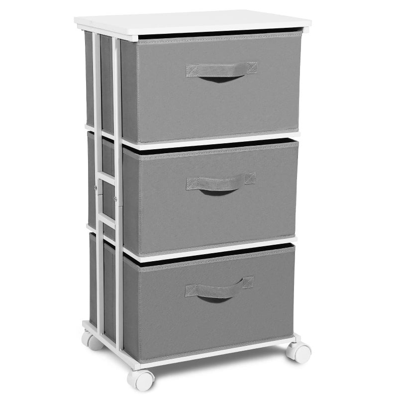 MAX Houser Dresser Tower with 3 Drawers,Fabric Dresser Drawer Organizer Unit,Dresser Chest with Wood Top,Vertical Storage Dresser,Small Dresser for Bedroom,Office-Dark Grey - Image 1