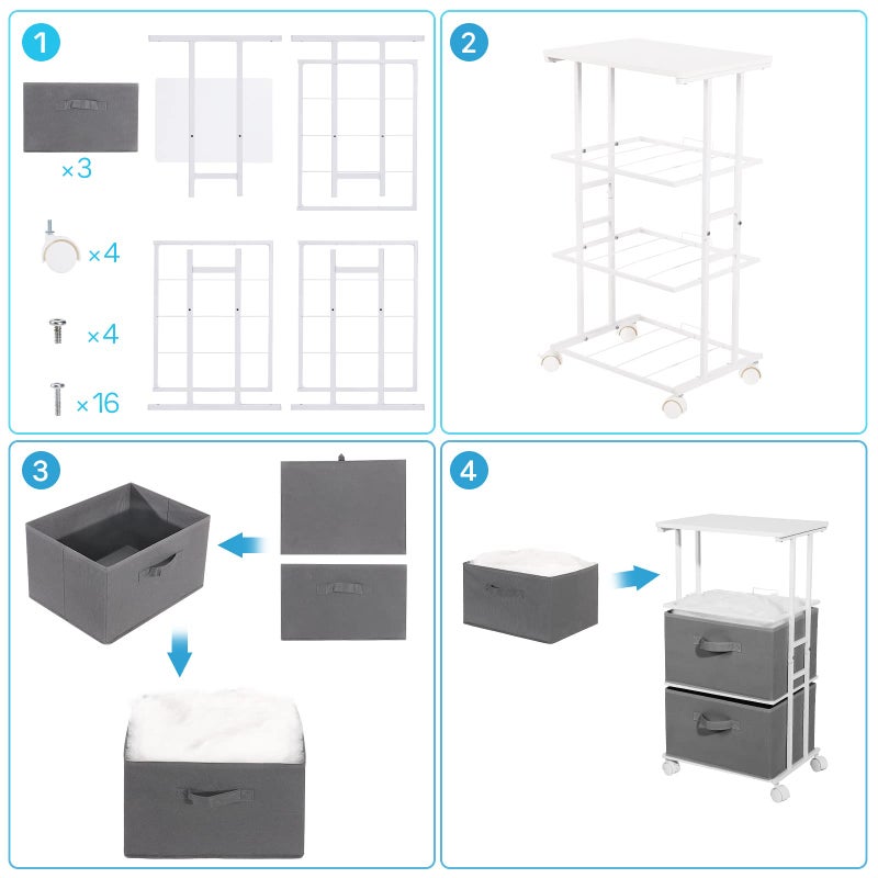 MAX Houser Dresser Tower with 3 Drawers,Fabric Dresser Drawer Organizer Unit,Dresser Chest with Wood Top,Vertical Storage Dresser,Small Dresser for Bedroom,Office-Dark Grey - Image 3
