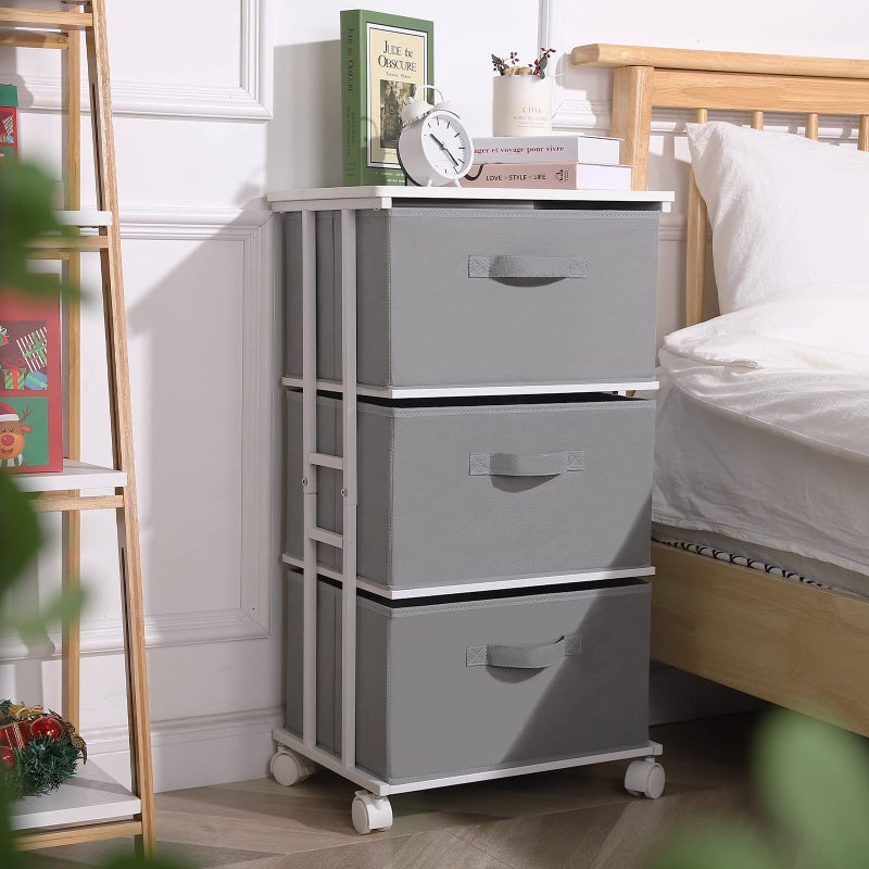 MAX Houser Dresser Tower with 3 Drawers,Fabric Dresser Drawer Organizer Unit,Dresser Chest with Wood Top,Vertical Storage Dresser,Small Dresser for Bedroom,Office-Dark Grey - Image 4