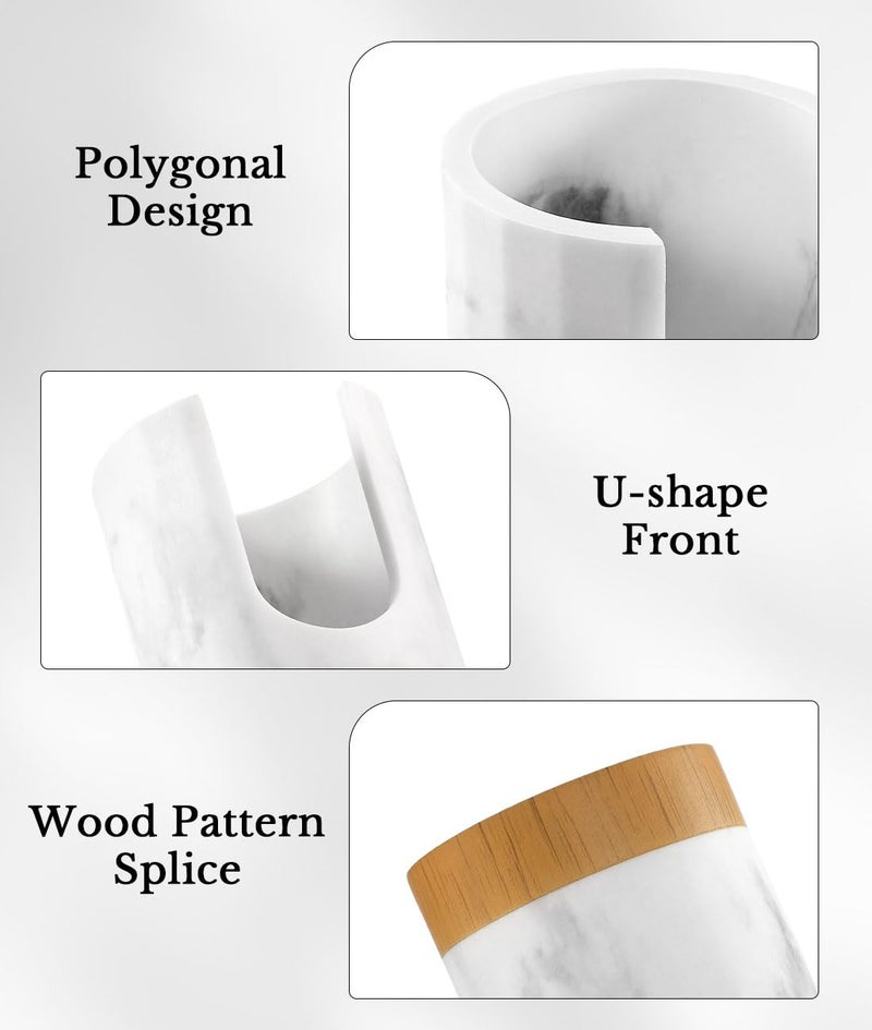Luxspire Luxspire Bathroom Cup Dispenser, 3oz Dixie Cup Dispenser, Marble Resin Dixie Cup Holder, Disposable Paper Cup Holder for Bathroom, Cotton Pad Holder, Guest Bathroom Essentials, Marble White  - Image 4