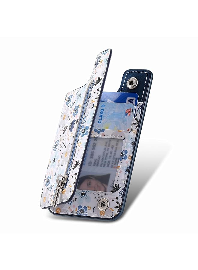 Stick On Wallet For Phone Case Leather Phone Card Holder Adhesive Stick On Credit Card Pocket For Back Of Phone Case Compatible With Iphone Samsung Galaxy Most Smartphones Blue  - Image 1