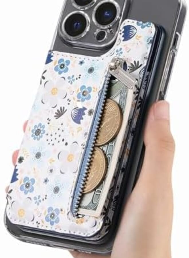 Stick On Wallet For Phone Case Leather Phone Card Holder Adhesive Stick On Credit Card Pocket For Back Of Phone Case Compatible With Iphone Samsung Galaxy Most Smartphones Blue  - Image 3