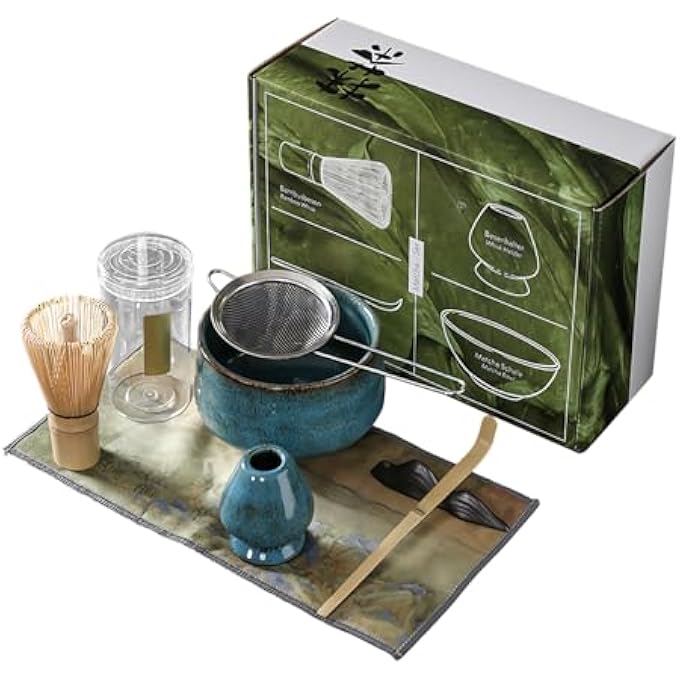 Cestbella Matcha Tea Set Japanese Matcha Tool Handmade Matcha Ceremony Accessory 7Pcs Traditional Matcha Whisk Holder Tea Making Kit Matcha Bowl Tea Scoop Bamboo Whisk Matcha Whisk Kit For Home Gift - Image 1
