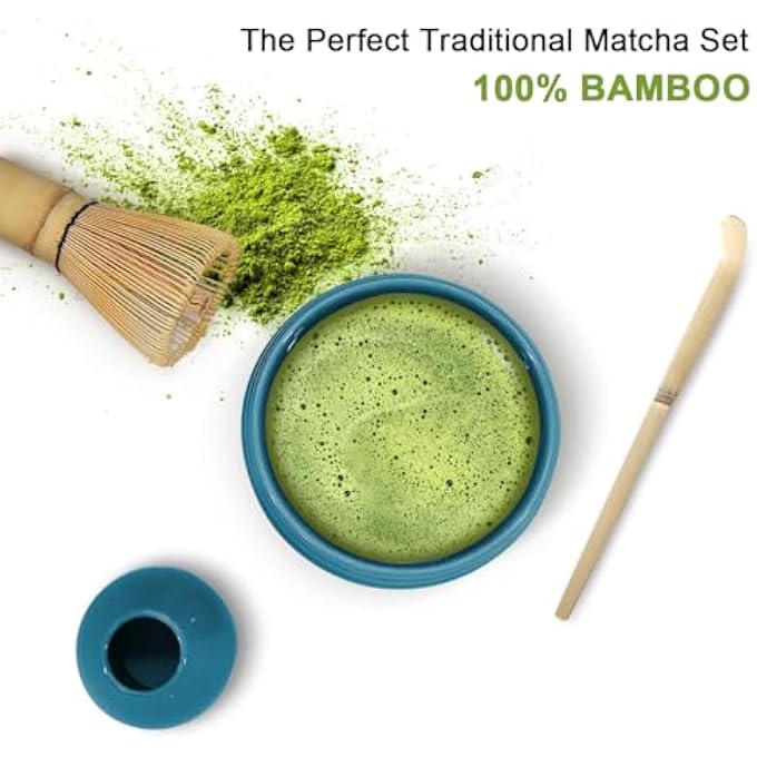 Cestbella Matcha Tea Set Japanese Matcha Tool Handmade Matcha Ceremony Accessory 7Pcs Traditional Matcha Whisk Holder Tea Making Kit Matcha Bowl Tea Scoop Bamboo Whisk Matcha Whisk Kit For Home Gift - Image 4