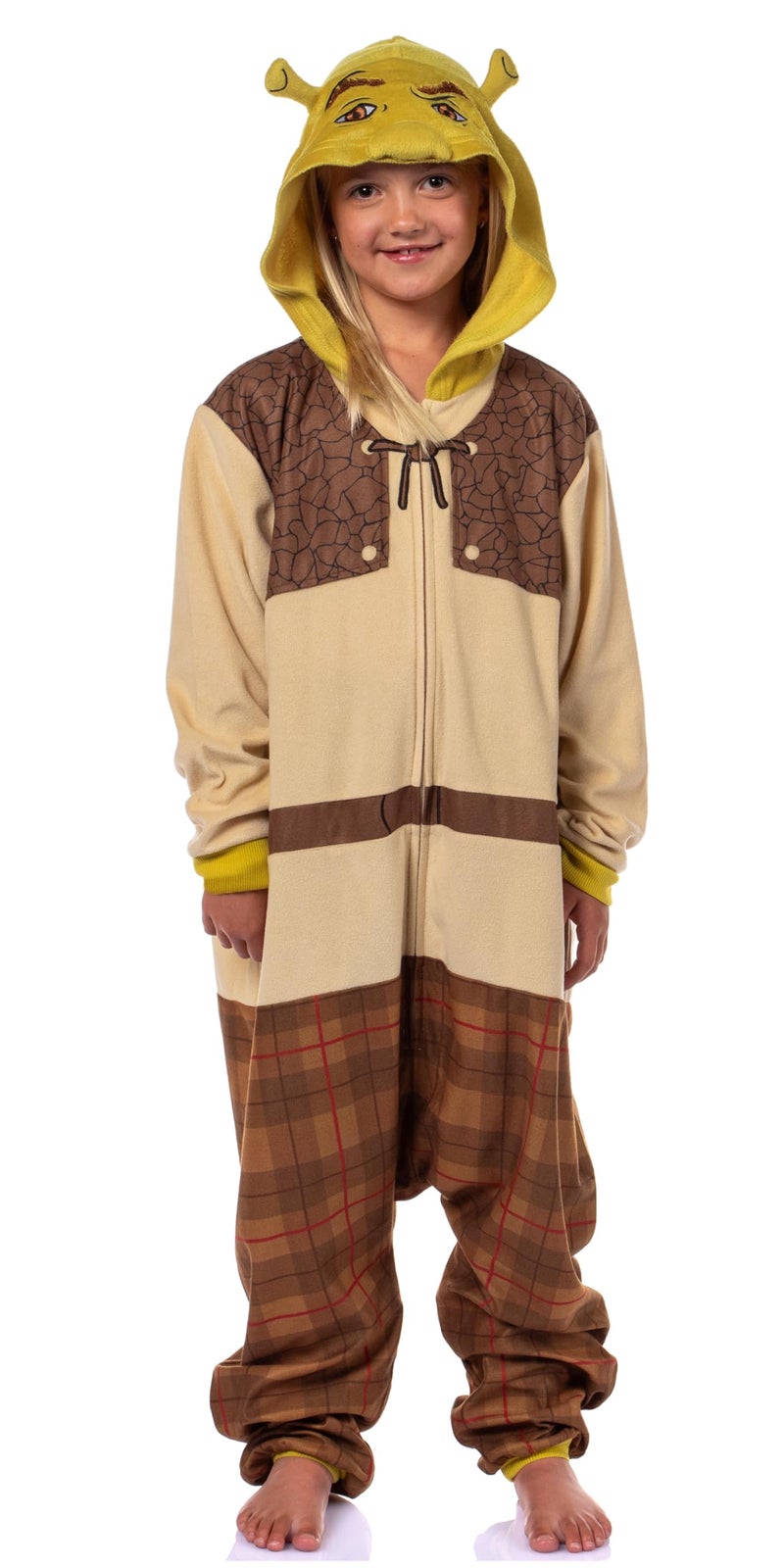 INTIMO DreamWorks Shrek Boys Character Union Suit Sleep Hooded Lounge Pajama One Piece 67 Beige - Image 2