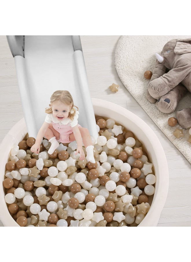 TRENDPLAY TRENDPLAY Star Ball Pit Balls for Toddlers - 100 Count Star Balls Different Shapes, Non-Toxic Plastic Balls for Safe Play, Boys Girls Festival Party Decoration, Khaki  - Image 1