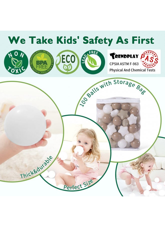 TRENDPLAY TRENDPLAY Star Ball Pit Balls for Toddlers - 100 Count Star Balls Different Shapes, Non-Toxic Plastic Balls for Safe Play, Boys Girls Festival Party Decoration, Khaki  - Image 3