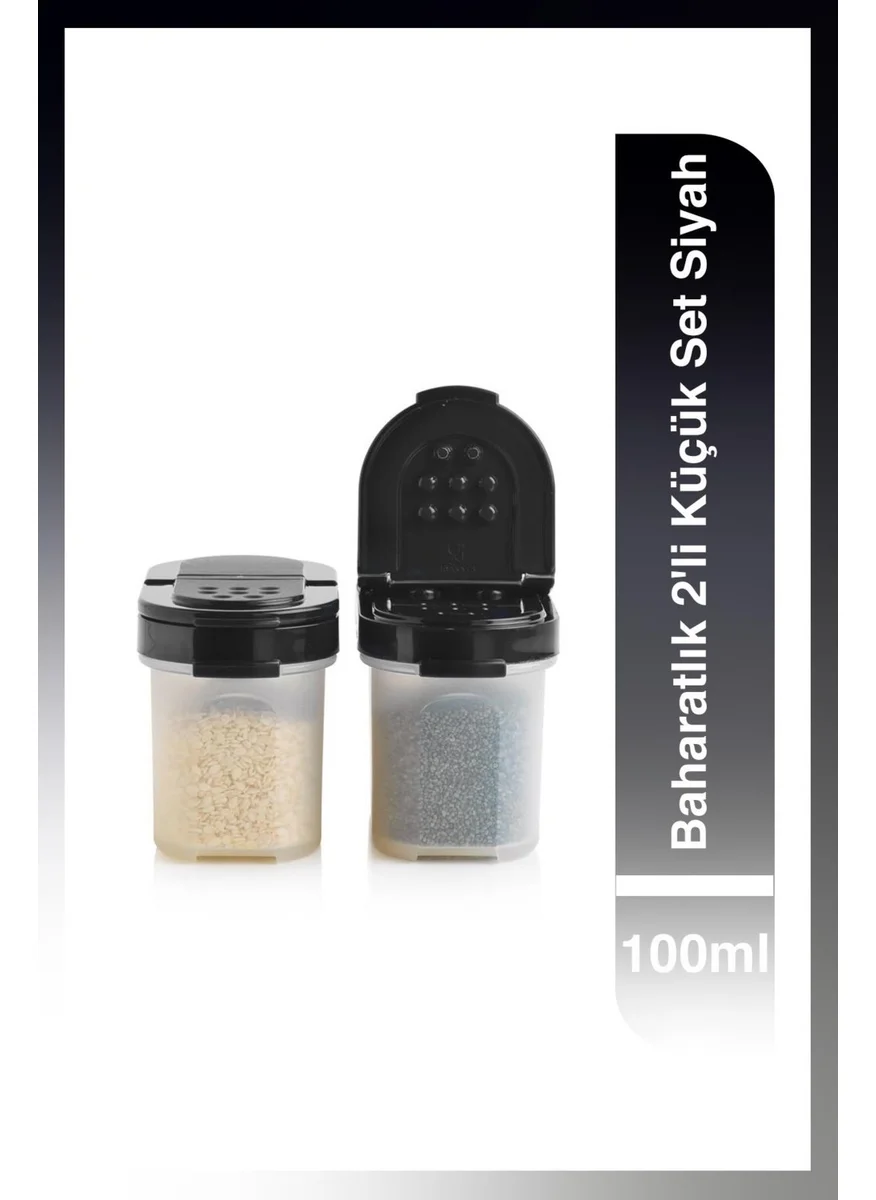 Tupperware Spice Pot Set of 2 Small 100ml Black