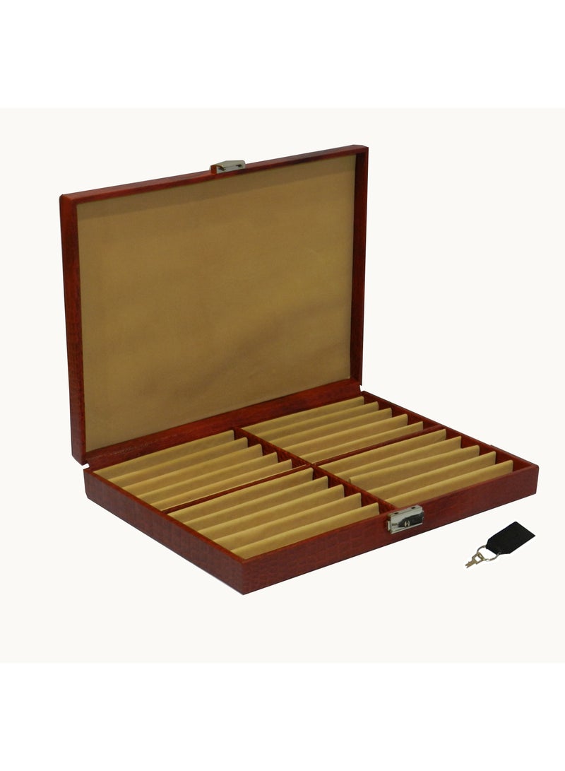 LAVERI LEATHER Laveri 20 Piece Genuine Leather Pen  Case Storage and Fountain Pen , Chain, Braslets Organizer Box with Key Lock - Image 4