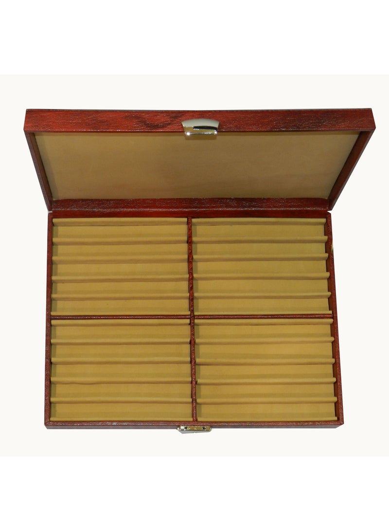 LAVERI LEATHER Laveri 20 Piece Genuine Leather Pen  Case Storage and Fountain Pen , Chain, Braslets Organizer Box with Key Lock - Image 3