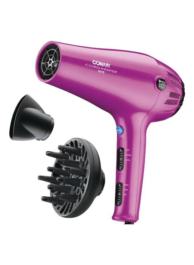CONAIR 1875 Watt Cord-Keeper Hair Dryer; Pink - Image 1