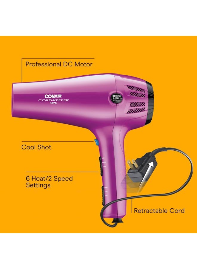 CONAIR 1875 Watt Cord-Keeper Hair Dryer; Pink - Image 2
