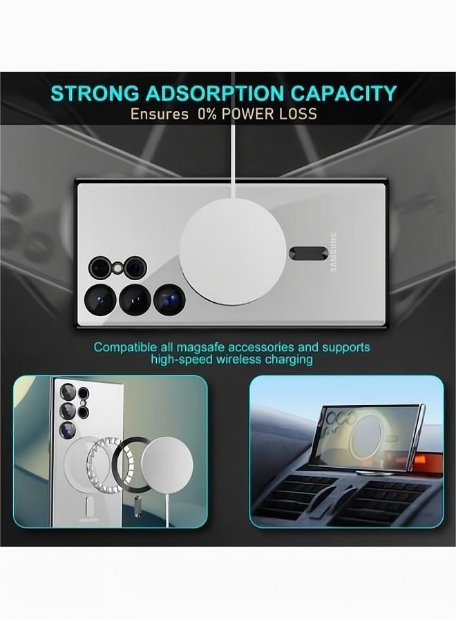 Case Cover Black for Samsung Galaxy S25 Ultra with Support Magsafe Charger Charging Thin Shockproof Full Protection Plating Anti-Scratch Slim Thin Case Cover - Image 2