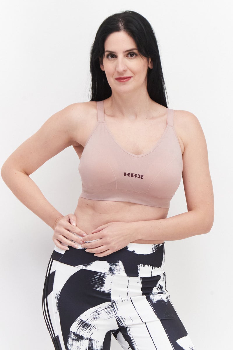 RBX Women Brand Logo Padded Sports Bra, Black - Image 3