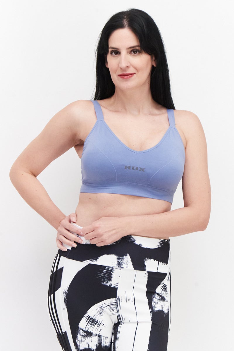 RBX Women Brand Logo Padded Sports Bra, Black - Image 1