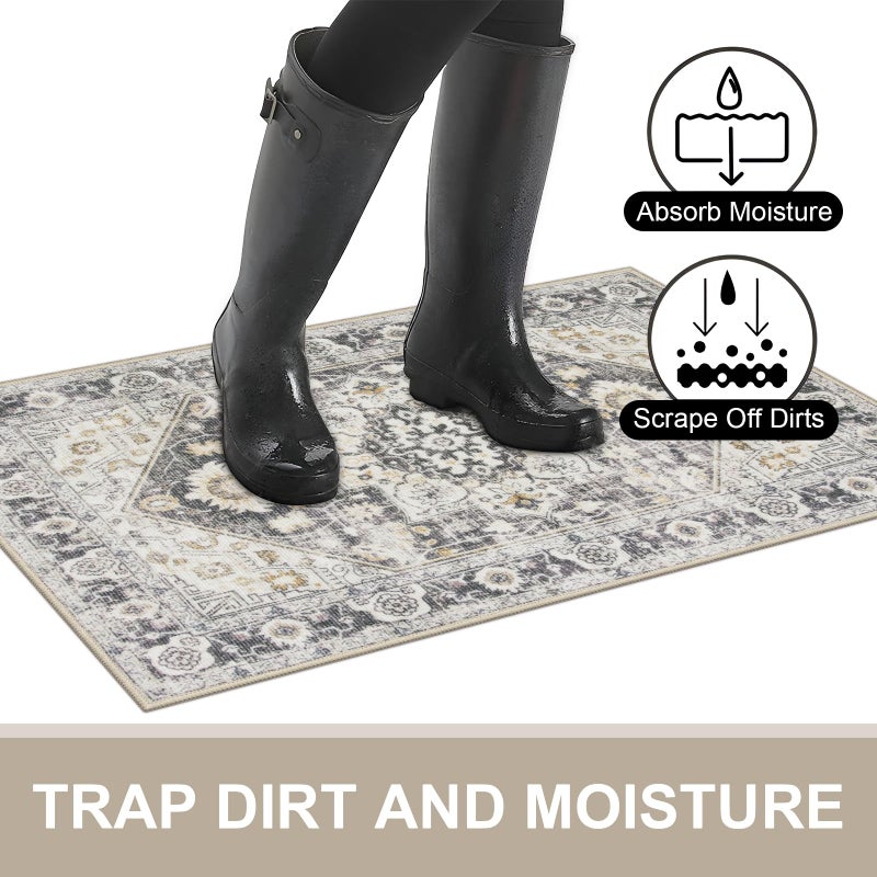 Collive ممسحة داخلية قابلة للغسل غير قابلة للغسل غير قابلة للانزلاق ، حصيرة أرضية رجعية 20 "" x32 "" سجادة صغيرة سجادة أوصية سريعة السجادة المحببة/متعددة الباب الأمامي حصيرة ترحيب ممسحة مدخل للمطبخ فناء المنزل المطبخ - Image 4