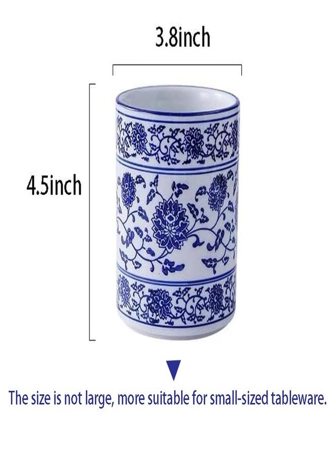 123Arts Utensil Holder,Blue and White Ceramic Utensil Crock for Spoon and Fork Storage, Kitchen Decor - Image 2