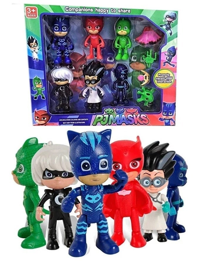 PJ Masks 6 Piece Action Figure Play Set – Catboy, Owlette, Gekko & Villains Toy Collection | Superhero Cake Toppers & Party Decorations for Kids Birthday | Durable Plastic Role Play Characters | Collectible Gift for Boys & Girls 3+ Years - Image 1