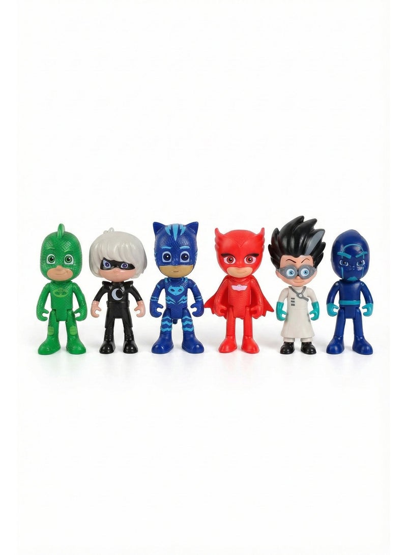 PJ Masks 6 Piece Action Figure Play Set – Catboy, Owlette, Gekko & Villains Toy Collection | Superhero Cake Toppers & Party Decorations for Kids Birthday | Durable Plastic Role Play Characters | Collectible Gift for Boys & Girls 3+ Years - Image 2