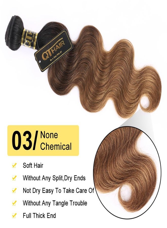 QTHAIR 18A T1B/4/30 Ombre Body Wave Human Hair Weave Brazilian Virgin Hair Bundles Body Wave Human Hair Wavy Brazilian Virgin Ombre Hair 100% Unprocessed Body Wavy Hair Weft 1 Bundle 14" - Image 5