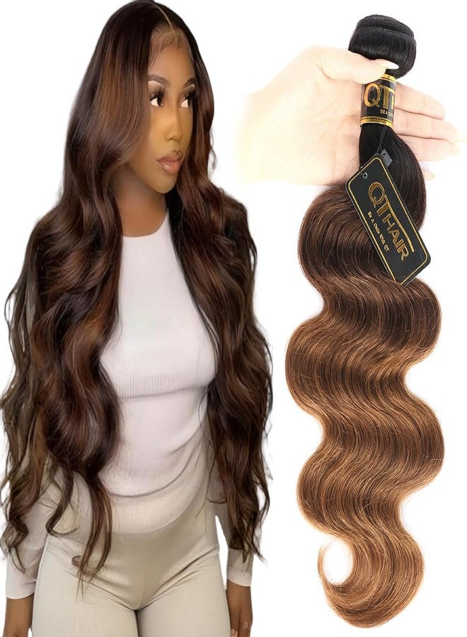 QTHAIR 18A T1B/4/30 Ombre Body Wave Human Hair Weave Brazilian Virgin Hair Bundles Body Wave Human Hair Wavy Brazilian Virgin Ombre Hair 100% Unprocessed Body Wavy Hair Weft 1 Bundle 14" - Image 1
