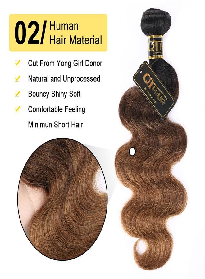 QTHAIR 18A T1B/4/30 Ombre Body Wave Human Hair Weave Brazilian Virgin Hair Bundles Body Wave Human Hair Wavy Brazilian Virgin Ombre Hair 100% Unprocessed Body Wavy Hair Weft 1 Bundle 14" - Image 4