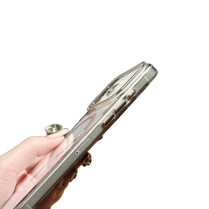 غطاء MagSafe بPC باللون وردي بظهر شفاف لـ iPhone 13 مع شفاف جليدي ومغناطيسي مع مقاوم للصدمات مع حماية من السقوط للطاولة للمكتب المنزلي - Image 5