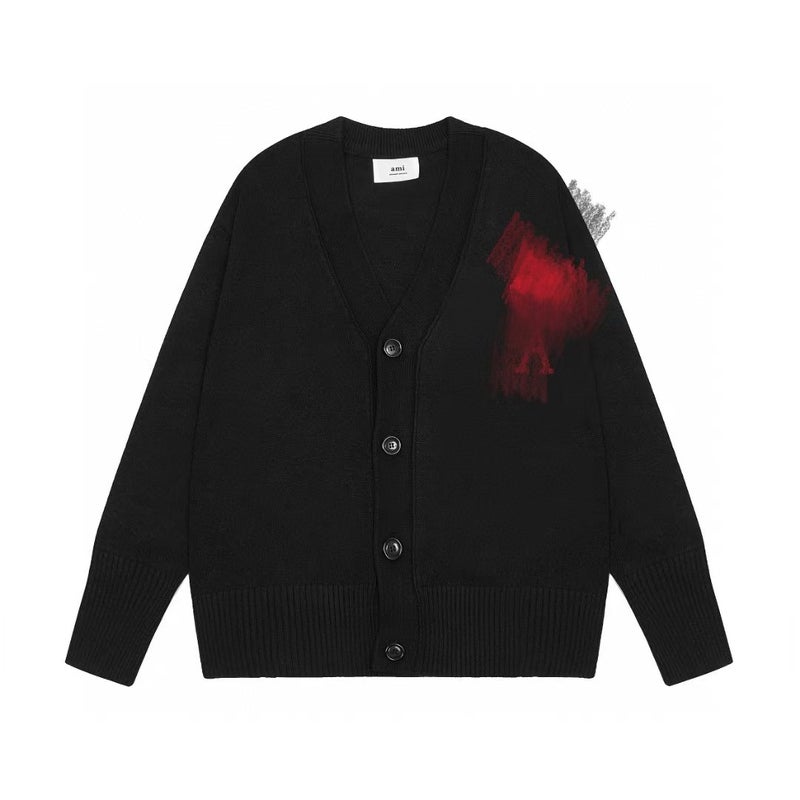 Men'S And Women'S Cardigans Round Neck V Neck Loose Knitwears Pure Color Heart Casual Knitwears For Men And Women Couples - Image 1
