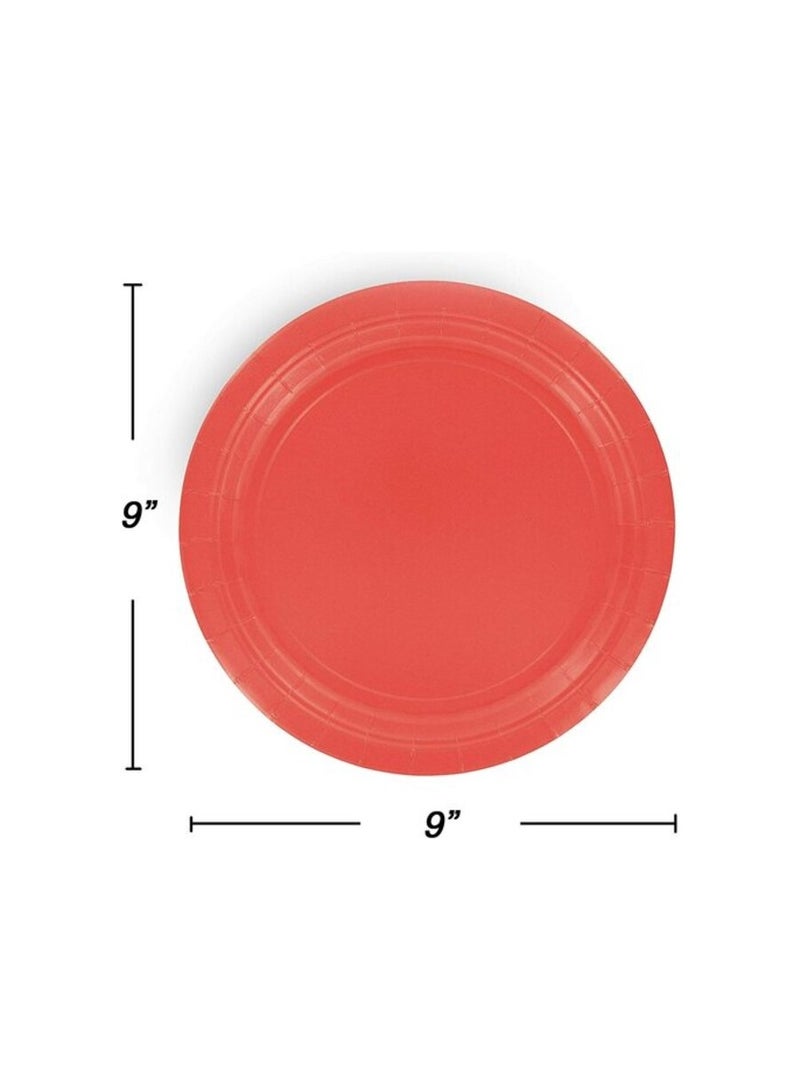 Party Time 50-Pieces Red Disposable Paper Plates 9" - For Weddings, Party's, Birthday Party, Dinners, Lunch's - Party Supplies - Image 2