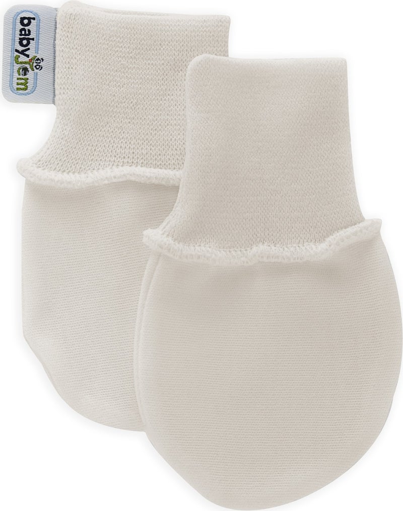 Baby Jem Newborn Baby Gloves White Ribbed - Image 1