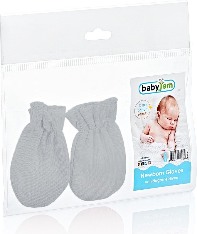 Baby Jem Newborn Baby Gloves White Ribbed - Image 2