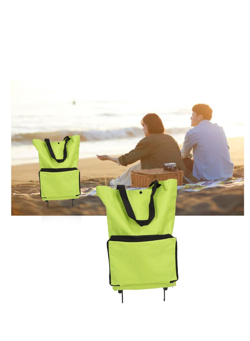 Shopping Trolley on Wheels, Trolley Bags, Shopping Bag on Wheels, Foldable Cart Bag Cushions Shopping Trolley Reusable Large Capacity Portable (Green) - Image 3